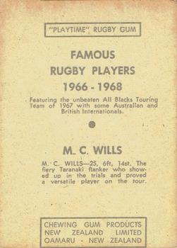1968 Playtime Rugby Gum Famous Rugby Players - Blue #20 Murray Wills Back